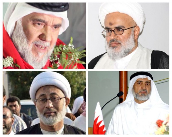 The four Bahraini opposition leaders who have been subjected to serious violations